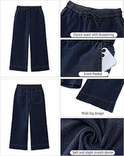 luvamia Wide Leg Jeans for Women High Waisted Cropped Pull On Jeans Elastic Wasit Drawstring Stretch Denim Trouser Pants