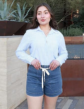 luvamia Jean Shorts for Women High Waisted Pull On Drawstring Elastic Waist Trendy Stretchy Denim Jorts Summer Shorts