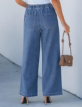 Women's High Rise Wide Leg Free Moving Stretch Ripped Jeans Pants Office-Friendly