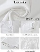 luvamia Shorts for Women High Waisted Dressy Casual Summer Elastic Waist Comfy Rolled Hem Stretch Twill Pocket Shorts