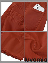 luvamia Jean Shorts for Women High Waisted Trendy Casual Distressed Stretchy Denim Long Shorts Ripped Raw Hem Shorts