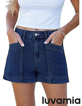 luvamia Jean Shorts for Women High Waisted Stretchy Denim Jorts Trendy Casual Distressed Cut Off Shorts with Pockets