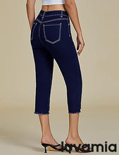 luvamia Jean Capri Pants for Women High Waisted Ripped Skinny Jeans Stretchy Denim Capris Cropped Jeggings with Pockets