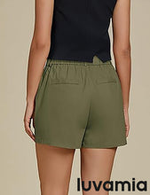 luvamia Dress Shorts for Women Trendy High Waisted Business Causal Summer Elastic Waist Trouser Shorts with Pockets