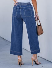 luvamia Wide Leg Jeans for Women High Waisted Cropped Pull On Jeans Elastic Wasit Drawstring Stretch Denim Trouser Pants