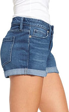 luvamia Women's Ripped Denim Jean Shorts Mid Rise Stretchy Folded Hem Short Jeans