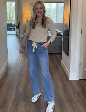 Women's High Rise Wide Leg Free Moving Stretch Ripped Jeans Pants Office-Friendly