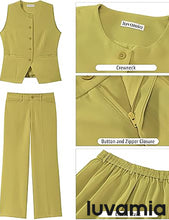 luvamia Vest Pants Suits for Women Dressy 2 Piece Business Casual Outfits Sleeveless Blazer Wide Leg Pants Pantsuit Sets