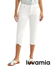 luvamia Jean Capri Pants for Women High Waisted Ripped Skinny Jeans Stretchy Denim Capris Cropped Jeggings with Pockets