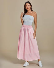 LUVAMIA Women's Summer Long Lightweight Flowy Skirt Stripe Maxi Fashion