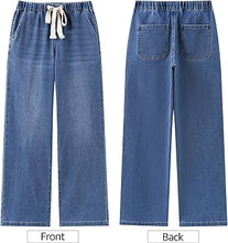 Women's High Rise Wide Leg Free Moving Stretch Ripped Jeans Pants Office-Friendly