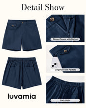 luvamia Dress Shorts for Women Trendy High Waisted Business Causal Summer Elastic Waist Trouser Shorts with Pockets