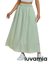 LUVAMIA Women's Summer Long Lightweight Flowy Skirt Stripe Maxi Fashion