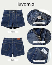 luvamia Jean Shorts for Women High Waisted Stretchy Denim Jorts Trendy Casual Distressed Cut Off Shorts with Pockets