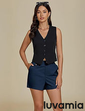 luvamia Dress Shorts for Women Trendy High Waisted Business Causal Summer Elastic Waist Trouser Shorts with Pockets