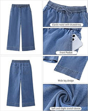 luvamia Wide Leg Jeans for Women High Waisted Cropped Pull On Jeans Elastic Wasit Drawstring Stretch Denim Trouser Pants