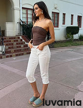 luvamia Jean Capri Pants for Women High Waisted Ripped Skinny Jeans Stretchy Denim Capris Cropped Jeggings with Pockets