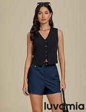 luvamia Dress Shorts for Women Trendy High Waisted Business Causal Summer Elastic Waist Trouser Shorts with Pockets