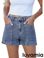 luvamia Jean Shorts for Women High Waisted Stretchy Denim Jorts Trendy Casual Distressed Cut Off Shorts with Pockets
