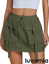 luvamia Skorts for Woman High Waisted Cargo Pocket Elastic Waist Fast Dry Casual Hiking Tennis Sports Skirts with Shorts