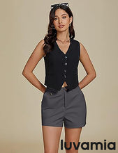 luvamia Dress Shorts for Women Trendy High Waisted Business Causal Summer Elastic Waist Trouser Shorts with Pockets