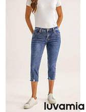 luvamia Jean Capri Pants for Women High Waisted Ripped Skinny Jeans Stretchy Denim Capris Cropped Jeggings with Pockets