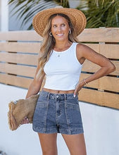 luvamia Jean Shorts for Women High Waisted Stretchy Denim Jorts Trendy Casual Distressed Cut Off Shorts with Pockets