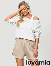 LUVAMIA Women's Brief High-Waisted Elastic-Waist Athletic Wide-Leg Shorts