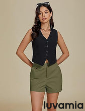 luvamia Dress Shorts for Women Trendy High Waisted Business Causal Summer Elastic Waist Trouser Shorts with Pockets