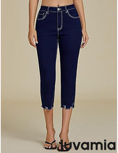 luvamia Jean Capri Pants for Women High Waisted Ripped Skinny Jeans Stretchy Denim Capris Cropped Jeggings with Pockets