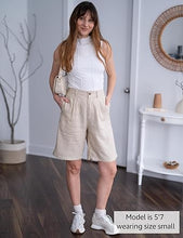 luvamia Bermuda Shorts for Women High Waisted Linen Dressy Casual Pleated Wide Leg Summer Shorts with Elastic Waist