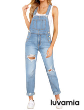luvamia Women's Casual Stretch Adjustable Denim Bib Overalls Jeans Pants Jumpsuits