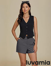 luvamia Dress Shorts for Women Trendy High Waisted Business Causal Summer Elastic Waist Trouser Shorts with Pockets