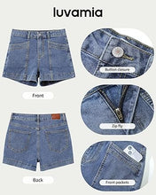 luvamia Jean Shorts for Women High Waisted Stretchy Denim Jorts Trendy Casual Distressed Cut Off Shorts with Pockets