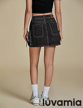 Luvamia Jean Skirts for Women Denim Mini High Waist  Pocket Casual Skirt