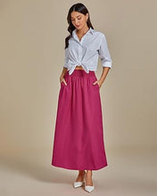 LUVAMIA Women's Summer Long Lightweight Flowy Skirt Stripe Maxi Fashion