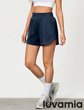 LUVAMIA Women's Brief High-Waisted Elastic-Waist Athletic Wide-Leg Shorts