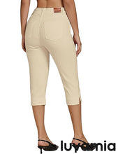 luvamia Capri Jeans for Women Trendy High Waisted Slim Split Hem Stretch Denim Jean Capris Cropped Pants Casual Summer