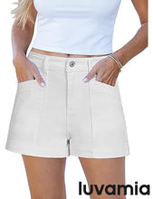 luvamia Jean Shorts for Women High Waisted Stretchy Denim Jorts Trendy Casual Distressed Cut Off Shorts with Pockets