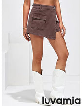 LUVAMIA Denim Skorts for Woman Cargo Faux Wrap Jean Skort Skirts Stretchy High Waisted Skirt Shorts
