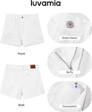 luvamia Jean Shorts for Women High Waisted Stretchy Denim Jorts Trendy Casual Distressed Cut Off Shorts with Pockets