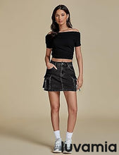 Luvamia Jean Skirts for Women Denim Mini High Waist  Pocket Casual Skirt