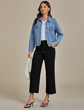 luvamia Wide Leg Jeans for Women High Waisted Cropped Pull On Jeans Elastic Wasit Drawstring Stretch Denim Trouser Pants