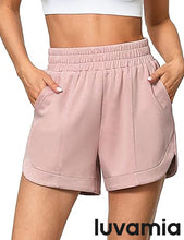 LUVAMIA Women's Brief High-Waisted Elastic-Waist Athletic Wide-Leg Shorts