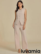 luvamia Vest Pants Suits for Women Dressy 2 Piece Business Casual Outfits Sleeveless Blazer Wide Leg Pants Pantsuit Sets