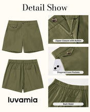 luvamia Dress Shorts for Women Trendy High Waisted Business Causal Summer Elastic Waist Trouser Shorts with Pockets