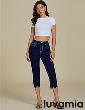 luvamia Jean Capri Pants for Women High Waisted Ripped Skinny Jeans Stretchy Denim Capris Cropped Jeggings with Pockets