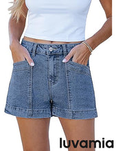 luvamia Jean Shorts for Women High Waisted Stretchy Denim Jorts Trendy Casual Distressed Cut Off Shorts with Pockets