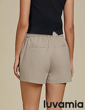 luvamia Dress Shorts for Women Trendy High Waisted Business Causal Summer Elastic Waist Trouser Shorts with Pockets