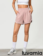 LUVAMIA Women's Brief High-Waisted Elastic-Waist Athletic Wide-Leg Shorts